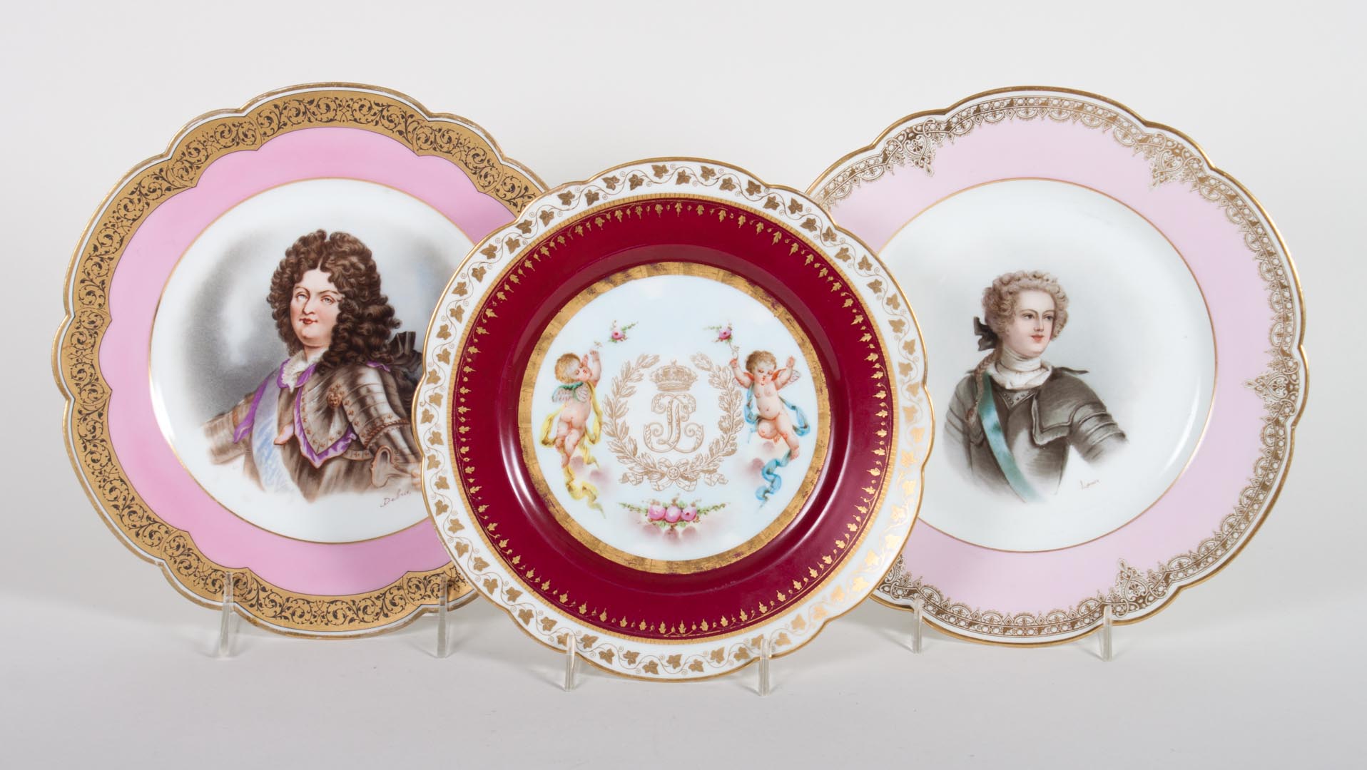 Appraisal: Three Louis Philippe Sevres cabinet plates dated and pair of