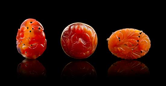 Appraisal: Sale Lot A Group of Three Carved Carnelian Articles comprising