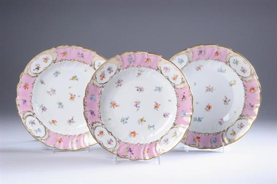 Appraisal: TWELVE DRESDEN PORCELAIN SOUP PLATES early th century Pink and