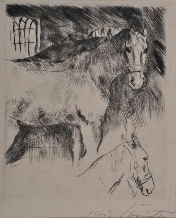 Appraisal: LOVIS CORINTH - TWO ANIMAL STUDIES Drypoint etchings signed in