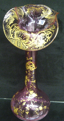 Appraisal: A FRENCH MOUNT JOYE CRANBERRY GLASS JACK-IN-THE-PULPIT VASE having gilt