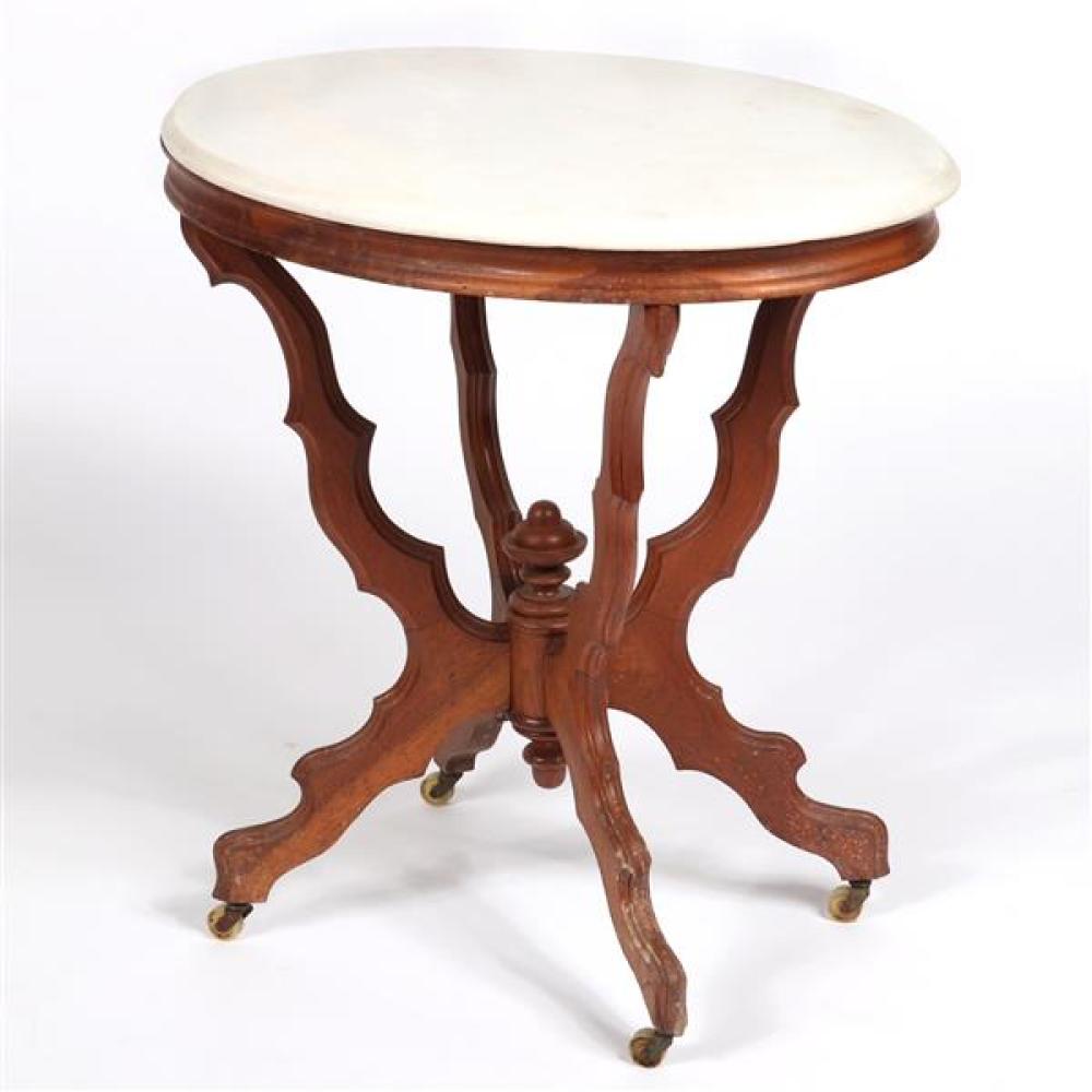 Appraisal: VICTORIAN EASTLAKE STYLE MARBLE TOP PARLOR SIDE TABLE Victorian Eastlake