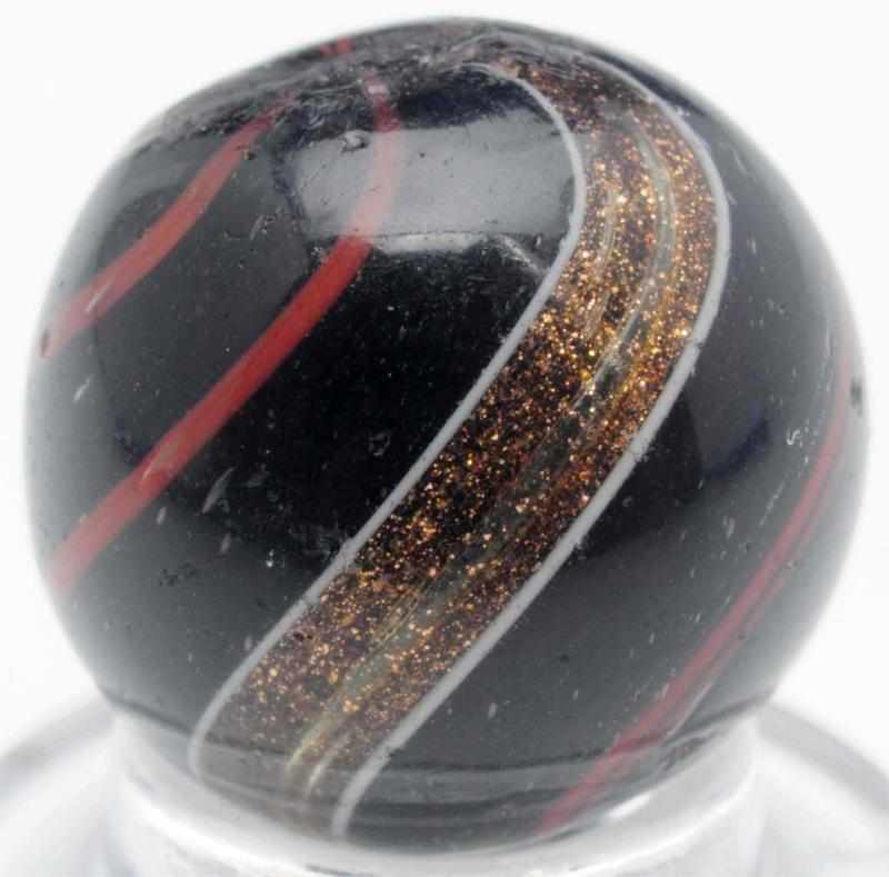 Appraisal: Black Opaque Banded Lutz Marble Black opaque base with red