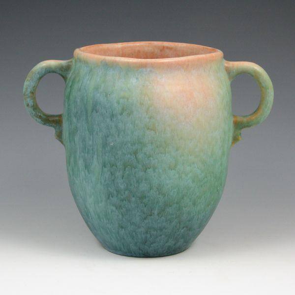 Appraisal: Roseville Earlam - handled vase with blue green and tan