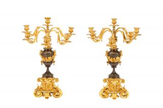 Appraisal: Pair Gilt Patinated Bronze Continental late th century A pair