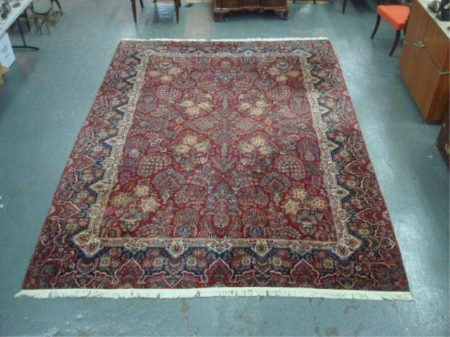 Appraisal: Roomsize Sarouk Carpet Blue burgundy cream with double border From