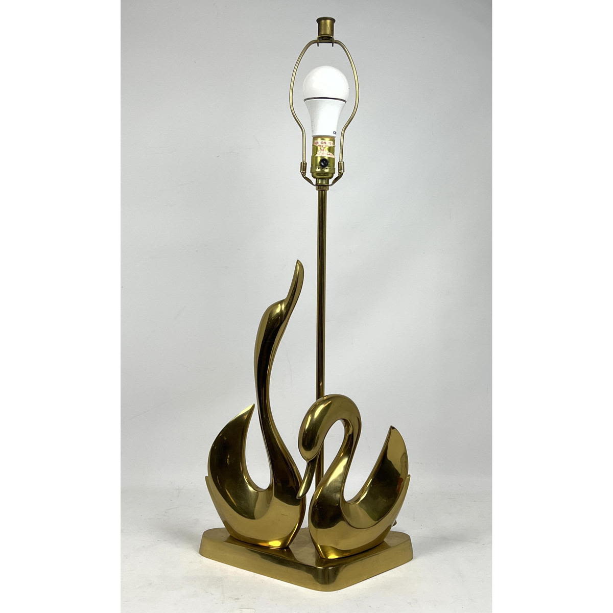 Appraisal: Brass Double Swan Table Lamp Dimensions H inches W inches