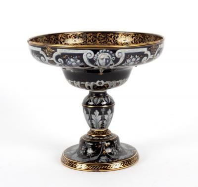 Appraisal: A Minton Limoges enamel style black ground coupe circa -