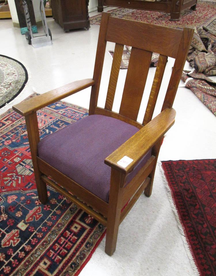 Appraisal: STICKLEY ERA CRAFTSMAN OAK ARMCHAIR American early th century with