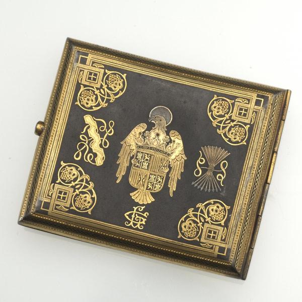 Appraisal: DAMASCENE CIGARETTE CASE Fine example made for Spanish nobility Arched