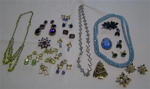 Appraisal: LOT OF CRYSTAL AND SIMULATED GEMSTONE COSTUME JEWELRY Including an