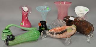 Appraisal: Group of nine Murano art glass pieces to include two