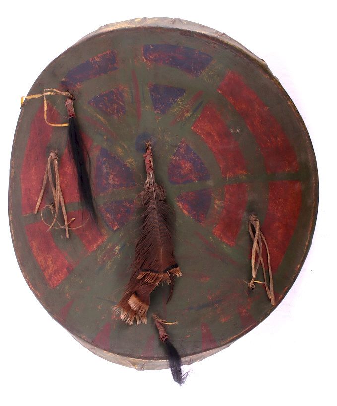 Appraisal: Sioux Polychrome Painted War Shield c - The lot features