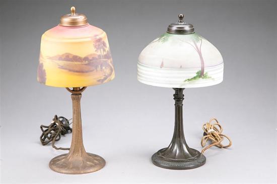 Appraisal: TWO BOUDIOR LAMPS Both are unsigned Gold painted lamp with