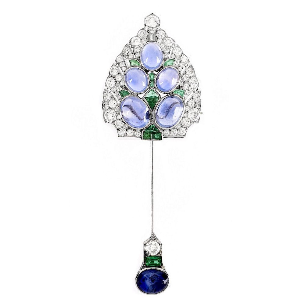 Appraisal: Cartier Art Deco Sapphire Diamond Brooch Circa s Cartier Art