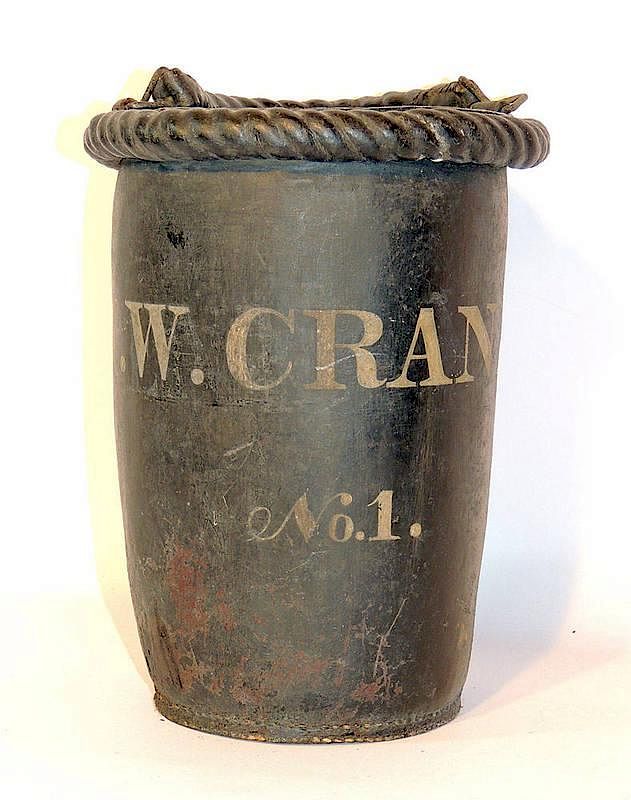 Appraisal: Painted Leather Fire Bucket Early th Century Inscribed J W