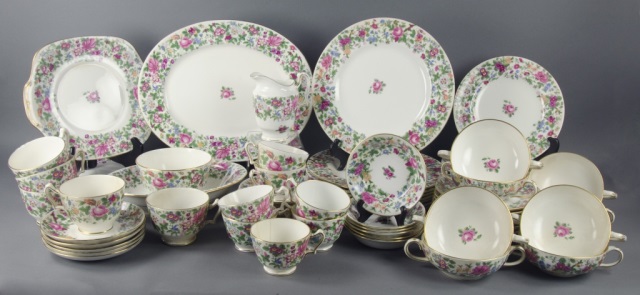 Appraisal: Staffordshire Bone China Set for EightIncluding dinner plates luncheon plates