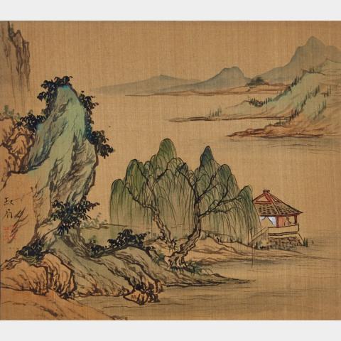 Appraisal: Chinese School FIVE LANDSCAPE ALBUM PAGES MID- TH CENTURY Ink