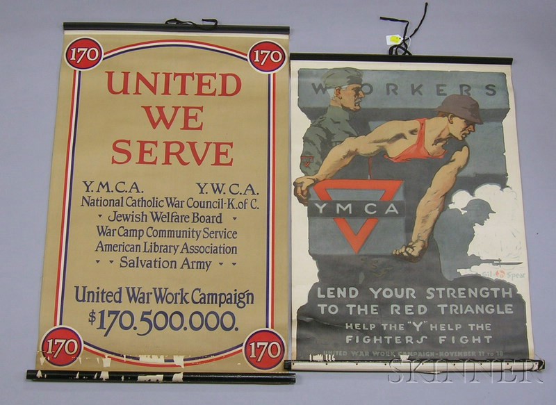 Appraisal: Nine WWI YMCA Lithograph Posters War-Zone Home for Our Boys