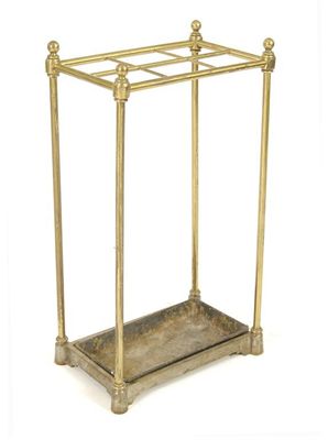 Appraisal: A brass six division stick stand with ball finials and