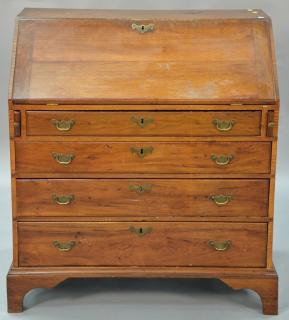 Appraisal: Walnut Chippendale desk having slant front over four drawers set