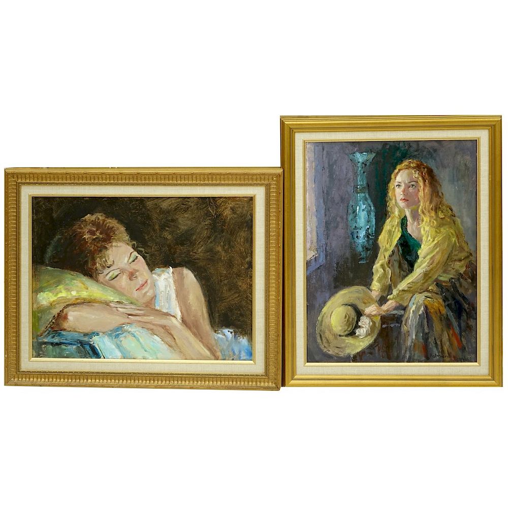 Appraisal: Two Frank Palmieri Paintings Grouping of Two Oil on Boards