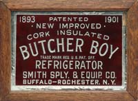 Appraisal: BUTCHER BOY REVERSE ON GLASS SIGN Heavy glass sign with