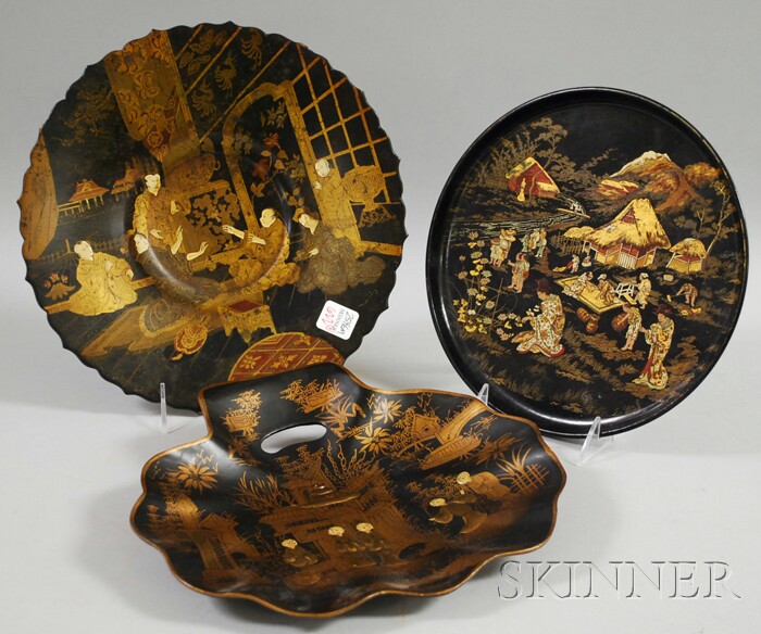 Appraisal: Three Japanned Gilt-decorated Lacquer Trays