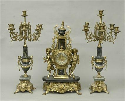 Appraisal: Three-Piece Gilt and Marble Garniture