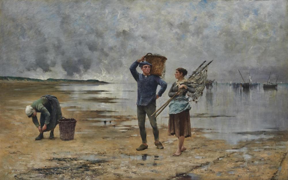 Appraisal: AUGUST VILHELM NIKOLAUS HAGBORG Swedish - Fisherfolk oil on canvas