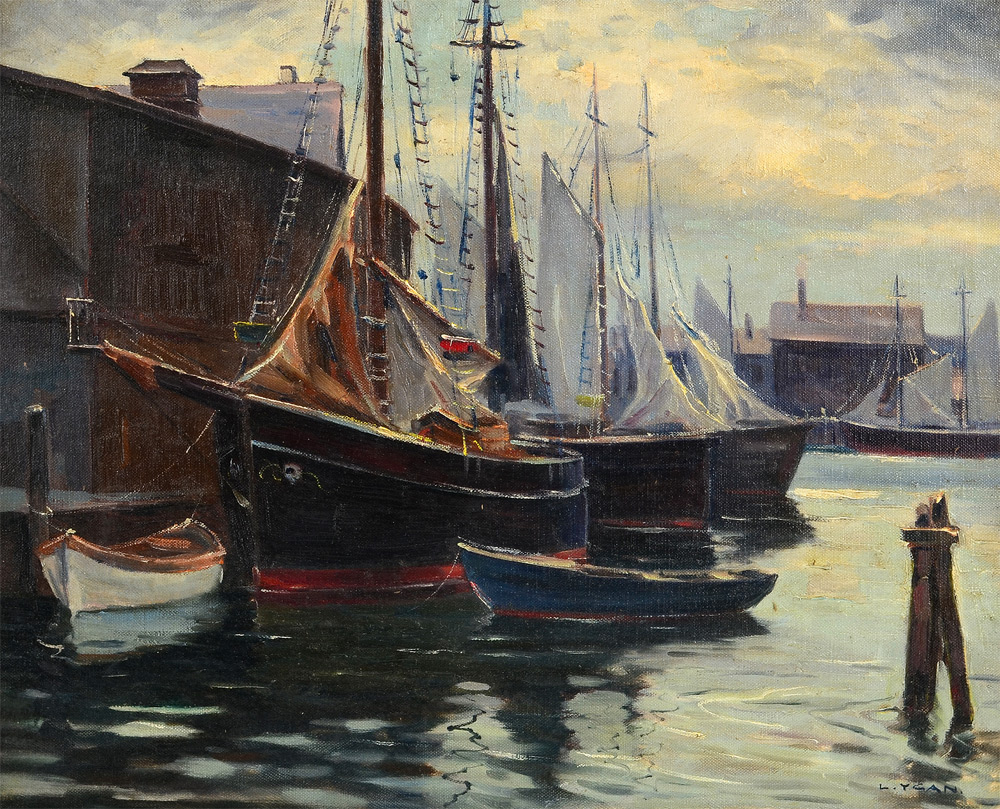 Appraisal: DE NAGY Laszlo Hungarian-American - Gloucester Harbor Scene Oil Canvas