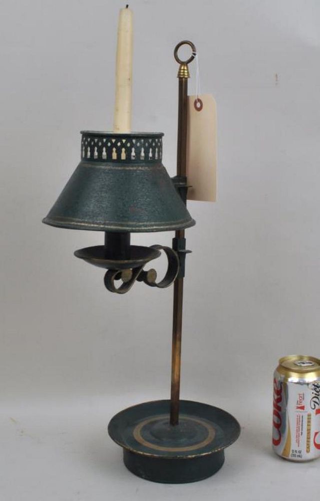 Appraisal: Green Tole Single Light Student Lamp high wide deep Paint