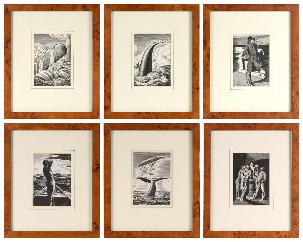 Appraisal: SIX ENGRAVINGS AFTER ROCKWELL KENT S ILLUSTRATIONS FOR MOBY DICK