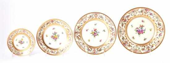 Appraisal: Bohemian porcelain plate set ornate floral-and-gilt pattern comprising plates Dia