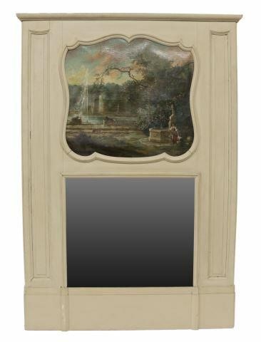 Appraisal: French Louis XVI style painted pine trumeau mirror early th