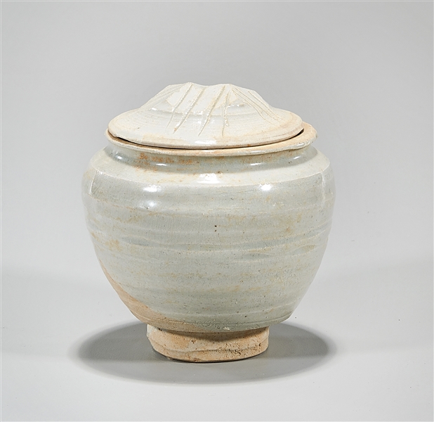 Appraisal: Chinese white glazed covered jar x approx