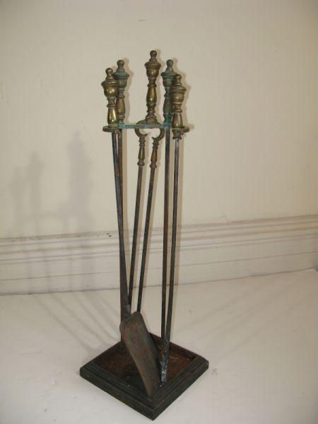 Appraisal: Fire Tool Set late th c four piece cast brass