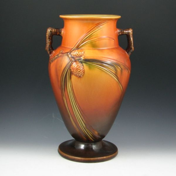 Appraisal: Roseville Pine Cone - vase in brown with original foil