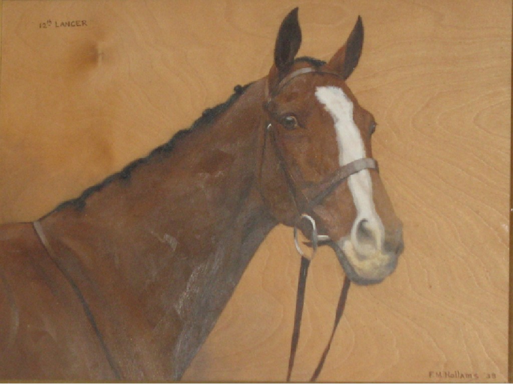 Appraisal: F MABEL HOLLAMS Twelfth Lancer signed titled and dated oil