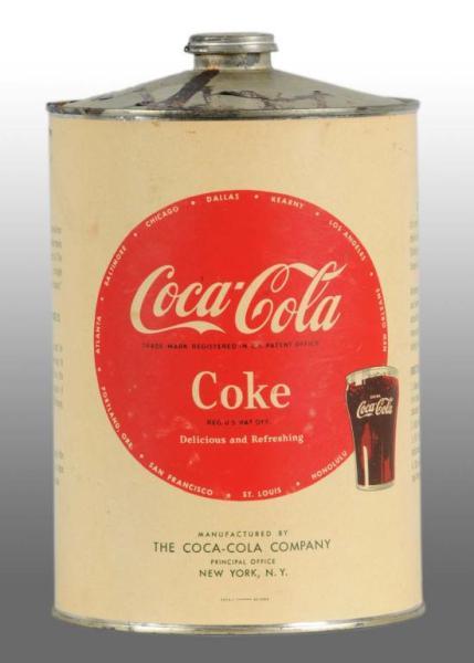 Appraisal: Coca-Cola -Gallon Syrup Jug with Paper Label Description s to