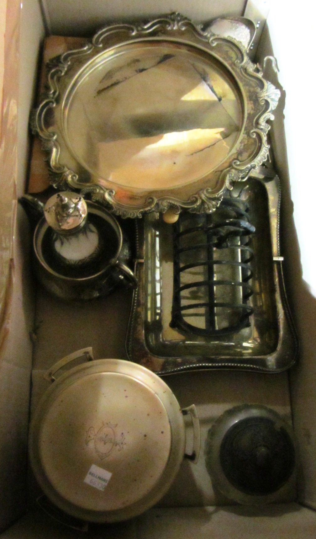 Appraisal: A quantity of silver plate including a salver a toastrack