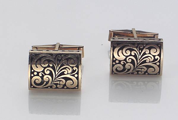 Appraisal: A pair of k gold cufflinks