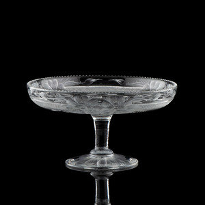 Appraisal: A Tuthill Cut Glass Compote with Wild Roses retaining partial