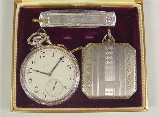 Appraisal: Elgin Pocketwatch Photo Case Knife Circa Elgin pocketwatch SN in