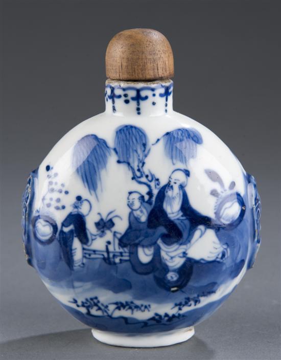 Appraisal: Chinese blue and white porcelain snuff table bottle th century