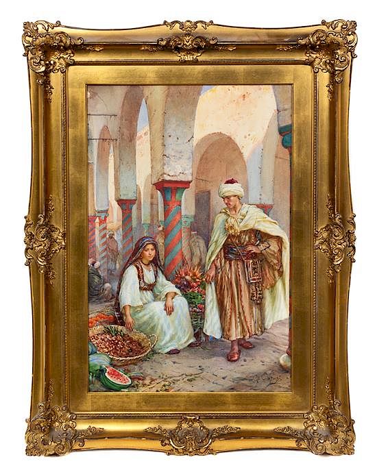 Appraisal: Giuseppe Carosi Italian - Figures in a Bazaar Giuseppe Carosi