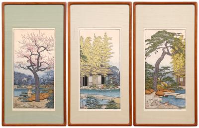 Appraisal: Three Toshi Yoshida woodblock prints Japanese - pine tree bamboo