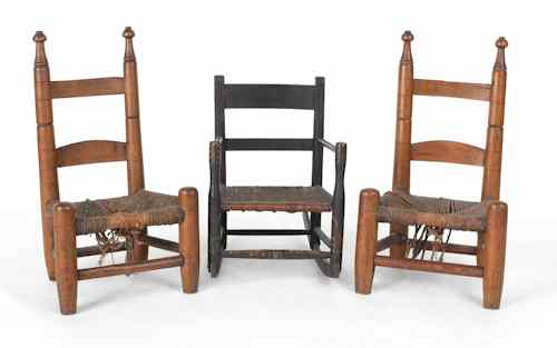 Appraisal: Three child's ladderback chairs th c tallest - h