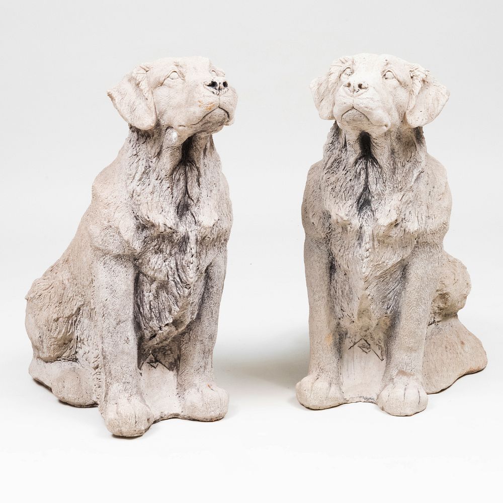 Appraisal: Two Cast Stone Models of Retrievers x x in Property