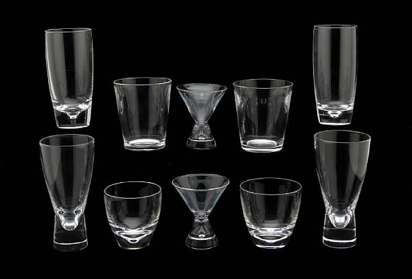 Appraisal: A collection of Steuben clear glass barware comprising six Don